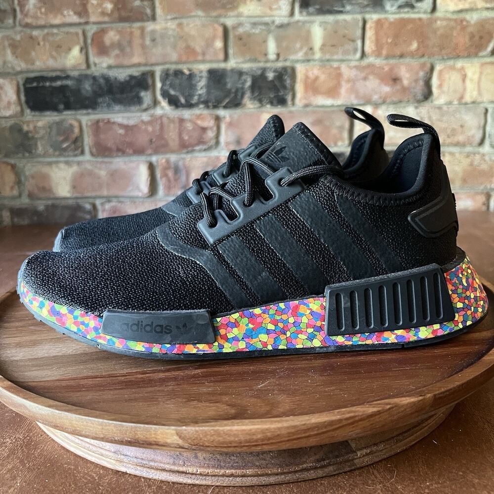 Adidas NMD R1 Confetti Sole Black Boost Foam Women's 8 Youth 7 Shoes Sneakers - Picture 1 of 16